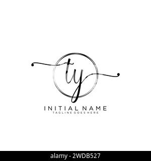 TY Initial handwriting logo with circle Stock Vector