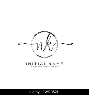 NK Initial handwriting logo with circle Stock Vector