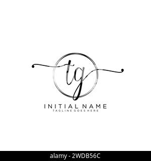 TG Initial handwriting logo with circle Stock Vector