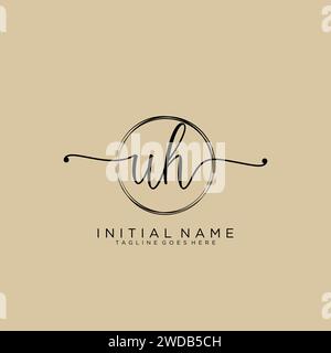 UH Initial handwriting logo with circle Stock Vector