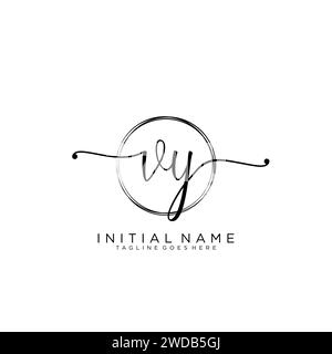 VY Initial handwriting logo with circle Stock Vector