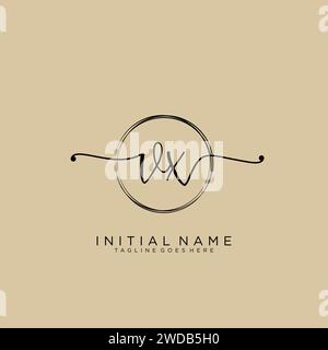 VX Initial handwriting logo with circle Stock Vector