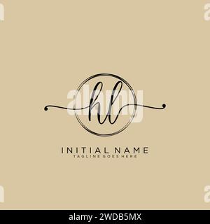 HL Initial handwriting logo with circle Stock Vector