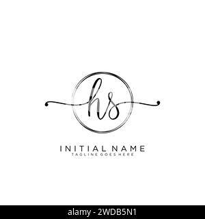 HS Initial handwriting logo with circle Stock Vector