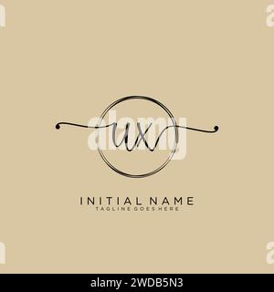 UX Initial handwriting logo with circle Stock Vector