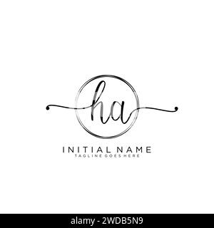 HA Initial handwriting logo with circle Stock Vector
