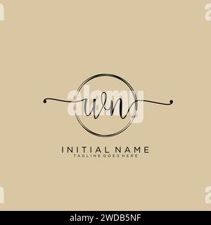 WN Initial handwriting logo with circle Stock Vector