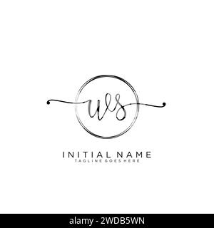 WS Initial handwriting logo with circle Stock Vector