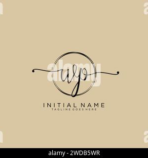 WP Initial handwriting logo with circle Stock Vector