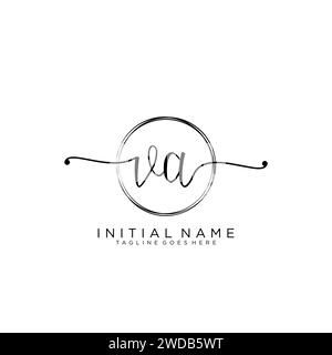 VA Initial handwriting logo with circle Stock Vector