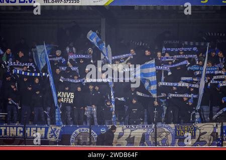 Eindhoven, Netherlands. 19th Jan, 2024. EINDHOVEN, NETHERLANDS - JANUARY 19: Fans and Supporters of De Graafschap during the Dutch Keuken Kampioen Divisie match between FC Eindhoven and De Graafschap at Jan Louwers Stadion on January 19, 2024 in Eindhoven, Netherlands. (Photo by Broer van den Boom/Orange Pictures) Credit: dpa/Alamy Live News Stock Photo