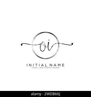 OI Initial handwriting logo with circle Stock Vector