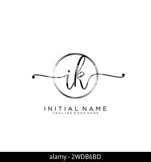 IK Initial handwriting logo with circle Stock Vector