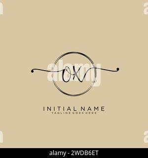 OX Initial handwriting logo with circle Stock Vector