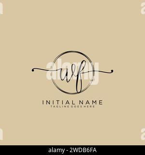 WF Initial handwriting logo with circle Stock Vector