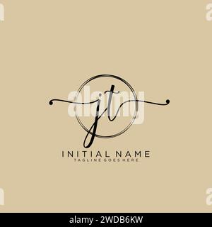 JT Initial handwriting logo with circle Stock Vector