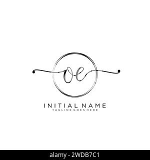 OE Initial handwriting logo with circle Stock Vector
