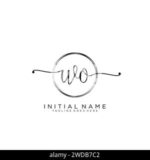 WO Initial handwriting logo with circle Stock Vector