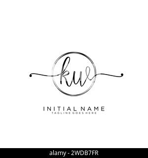 KW Initial handwriting logo with circle Stock Vector