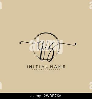 QZ Initial handwriting logo with circle Stock Vector