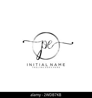 PE Initial handwriting logo with circle Stock Vector