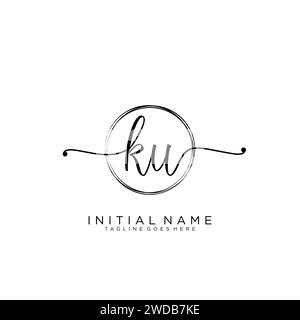 KU Initial handwriting logo with circle Stock Vector