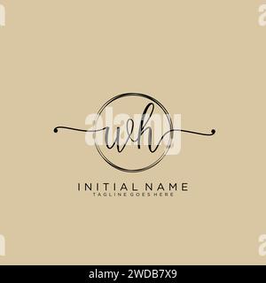 WH Initial handwriting logo with circle Stock Vector
