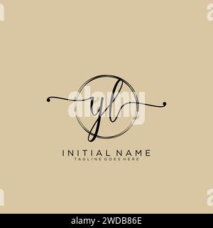 YL Initial handwriting logo with circle Stock Vector