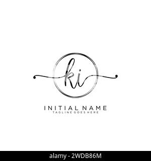 KI Initial handwriting logo with circle Stock Vector