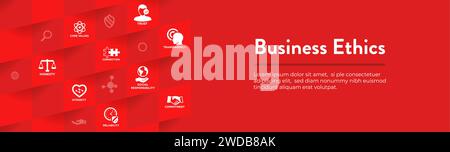 Business Ethics Web Header Banner - Values and Integrity Icons Stock Vector