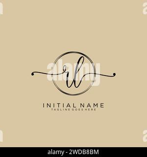 RL Initial handwriting logo with circle Stock Vector