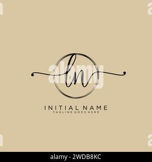 LN Initial handwriting logo with circle Stock Vector