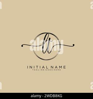 LT Initial handwriting logo with circle Stock Vector