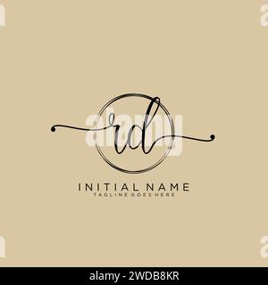 RD Initial handwriting logo with circle Stock Vector
