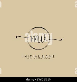 MV Initial handwriting logo with circle Stock Vector