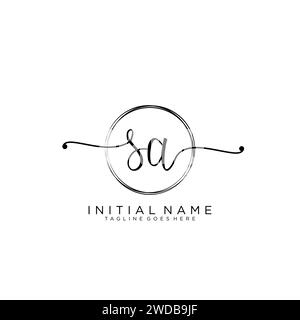 SA Initial handwriting logo with circle Stock Vector