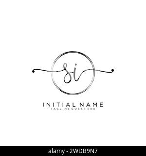 SI Initial handwriting logo with circle Stock Vector