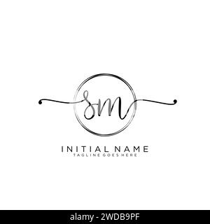SM Initial handwriting logo with circle Stock Vector