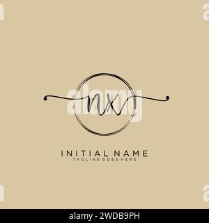 NX Initial handwriting logo with circle Stock Vector