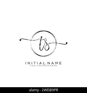 TS Initial handwriting logo with circle Stock Vector