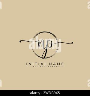 NP Initial handwriting logo with circle Stock Vector