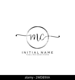 MC Initial handwriting logo with circle Stock Vector