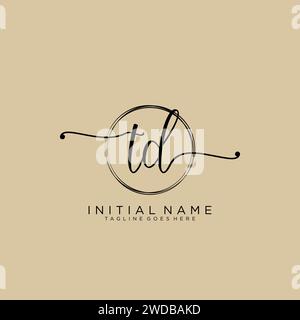 TD Initial handwriting logo with circle Stock Vector