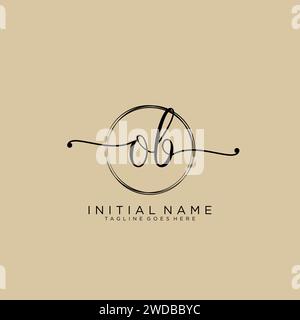 OB Initial handwriting logo with circle Stock Vector