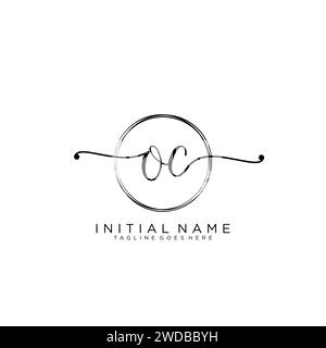 OC Initial handwriting logo with circle Stock Vector
