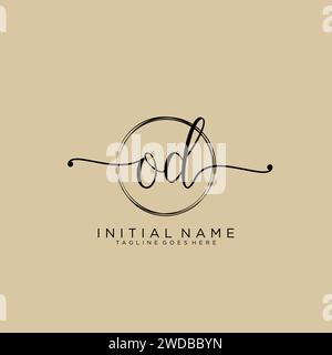 OD Initial handwriting logo with circle Stock Vector