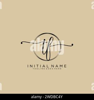 TF Initial handwriting logo with circle Stock Vector