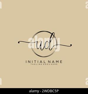UD Initial handwriting logo with circle Stock Vector
