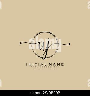 UJ Initial handwriting logo with circle Stock Vector