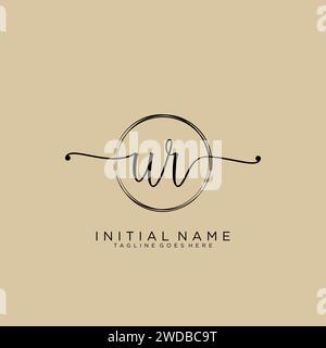 UR Initial handwriting logo with circle Stock Vector